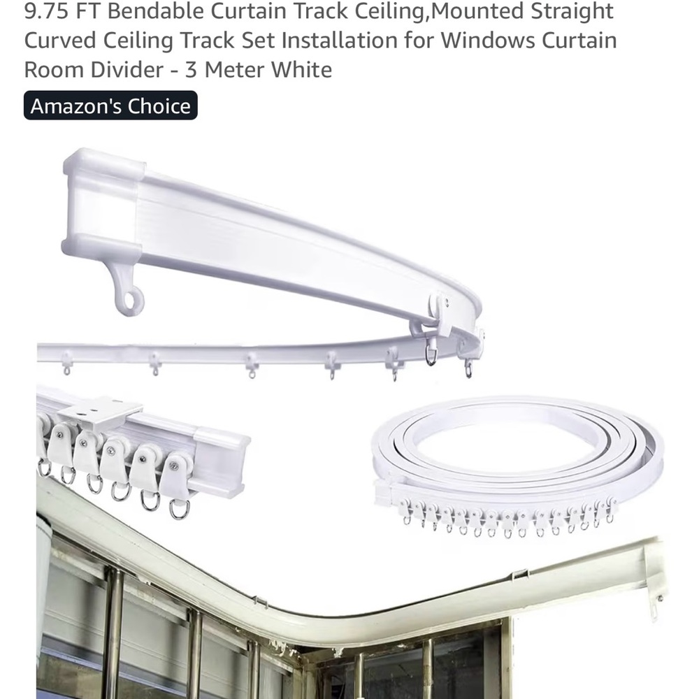 Flexible Ceiling Curtain Track Set - White
